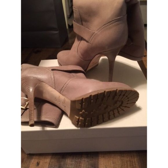 NEW JIMMY CHOO STILETTO GALEN BOOTS TAUPE LEATHER SIZE 40.5 / 10.5 - Picture 6 of 7